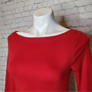 Gap Womens Red Supima Cotton Modal Boat Neck Long Sleeve Tee Shirt Small